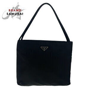 Prada Tessuto triangular logo plate black Nylon tote shoulder bag